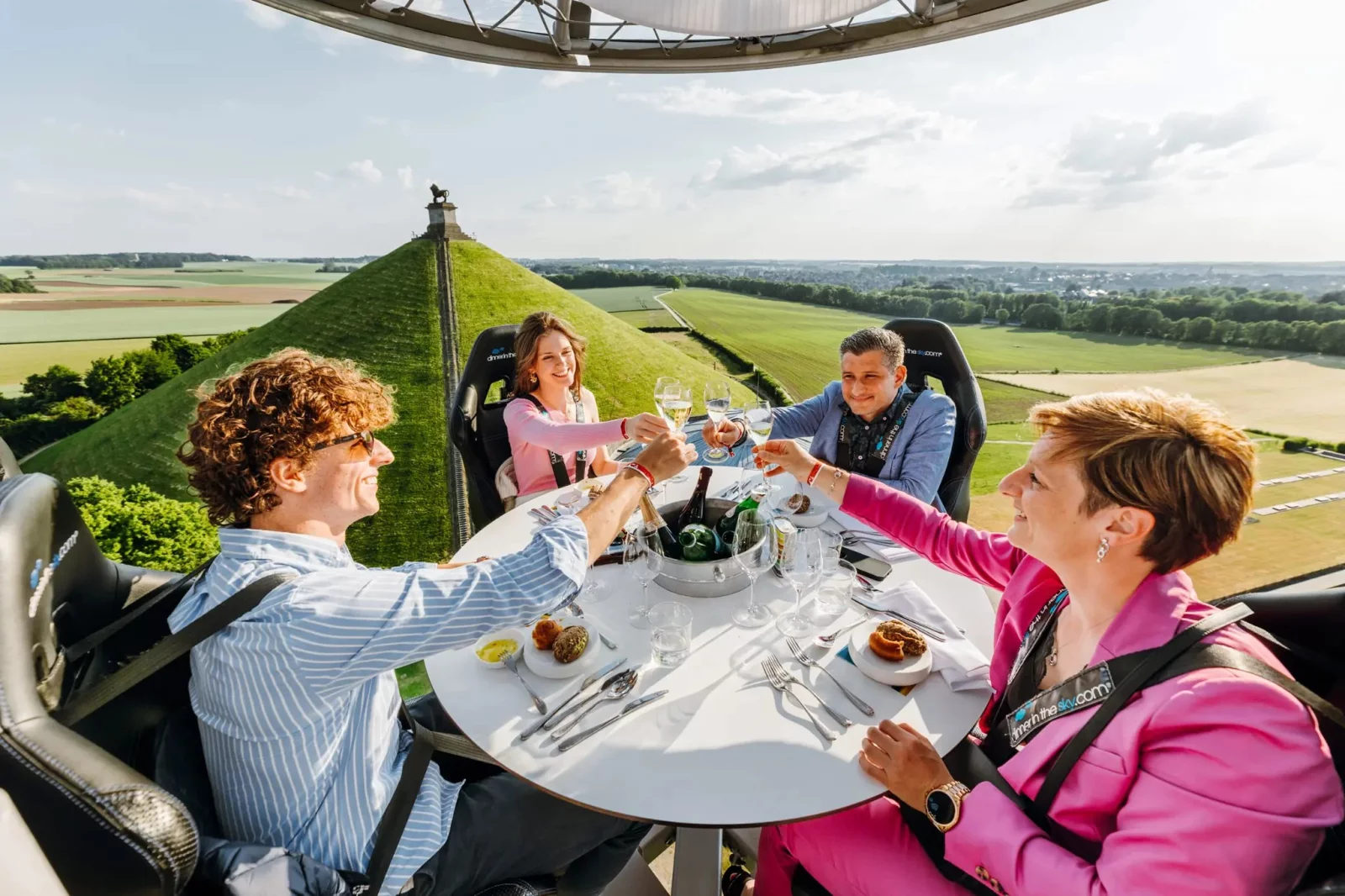 Dinner in the Sky: a crane-lifted table 50 metres above the city